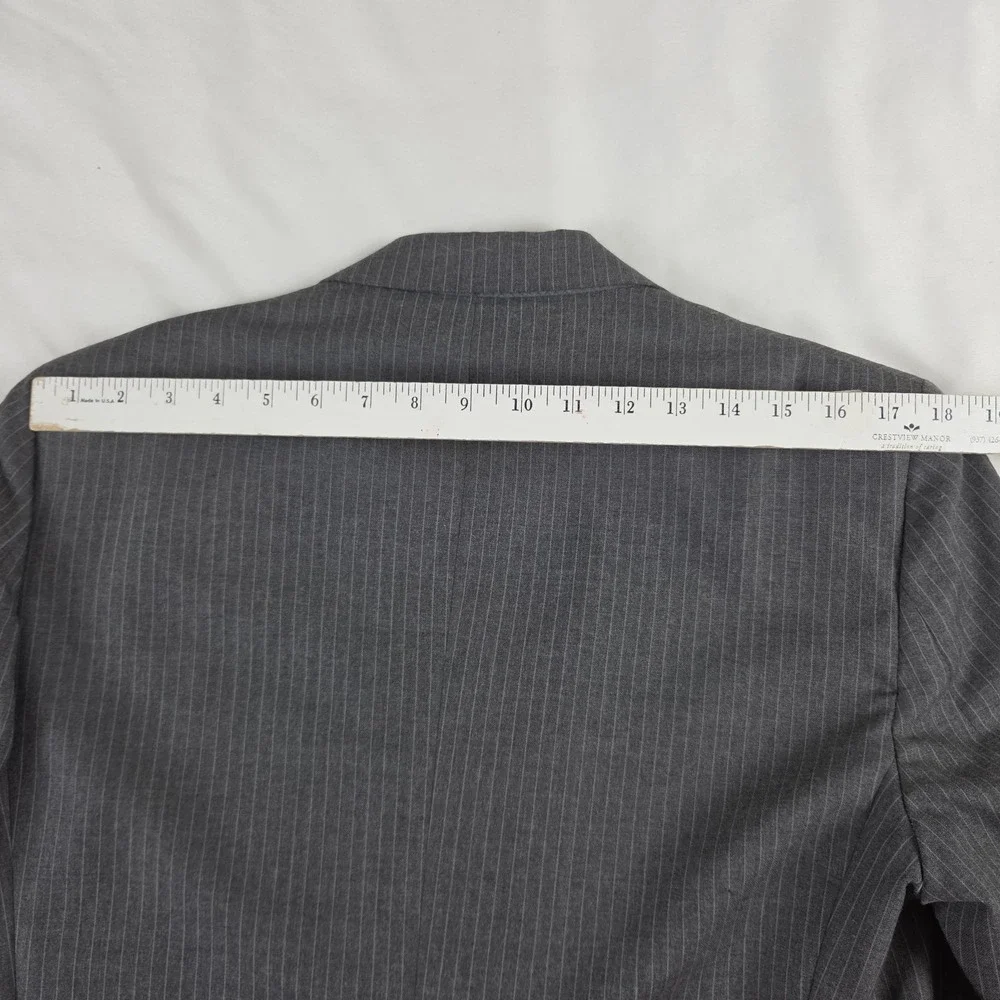 Vtg Stafford Gray Pinstripe Suit Wool Two-Button 39 L Pants 32 X 34